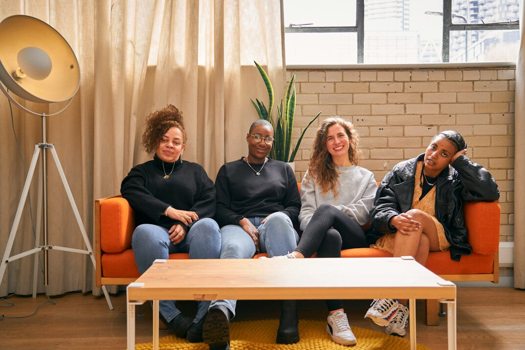 group of friends on couch